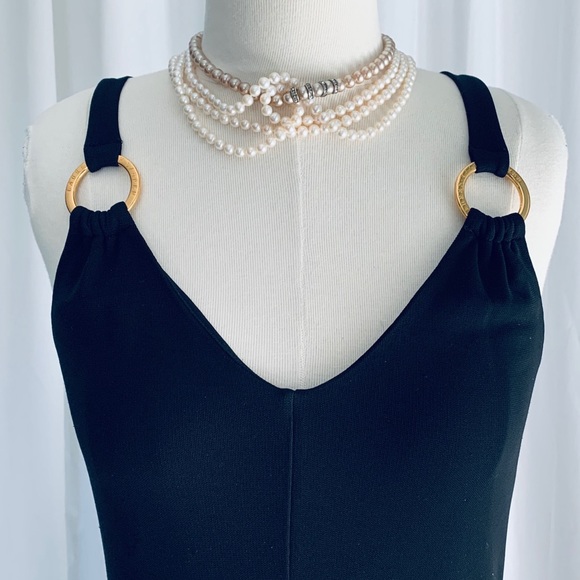 Lauren Ralph Lauren Black & Gold Midi Dress M - Picture 2 of 6